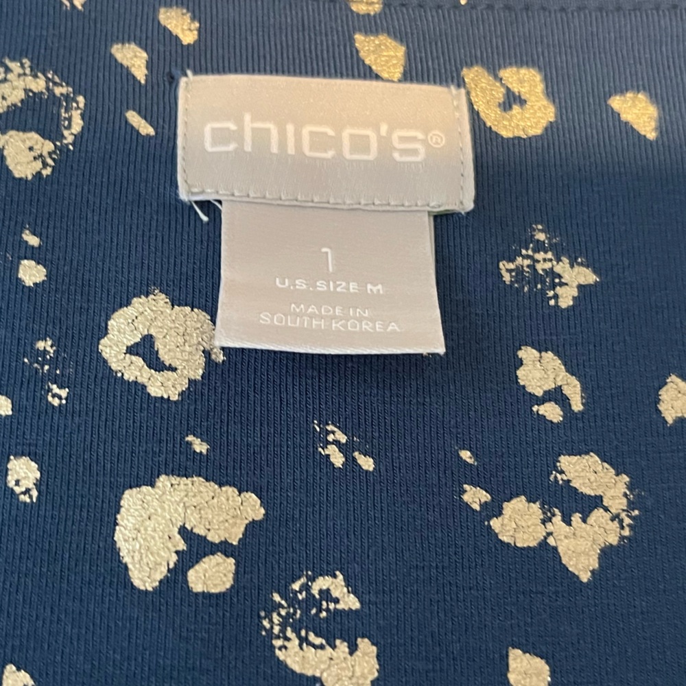 Chicos size 1 (8/Medium) Blue & Silver animal print, Like new! - Picture 3 of 8